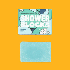 SHOWERBLOCKS Solid Shower Gel in Peppermint Scent Box and Bar