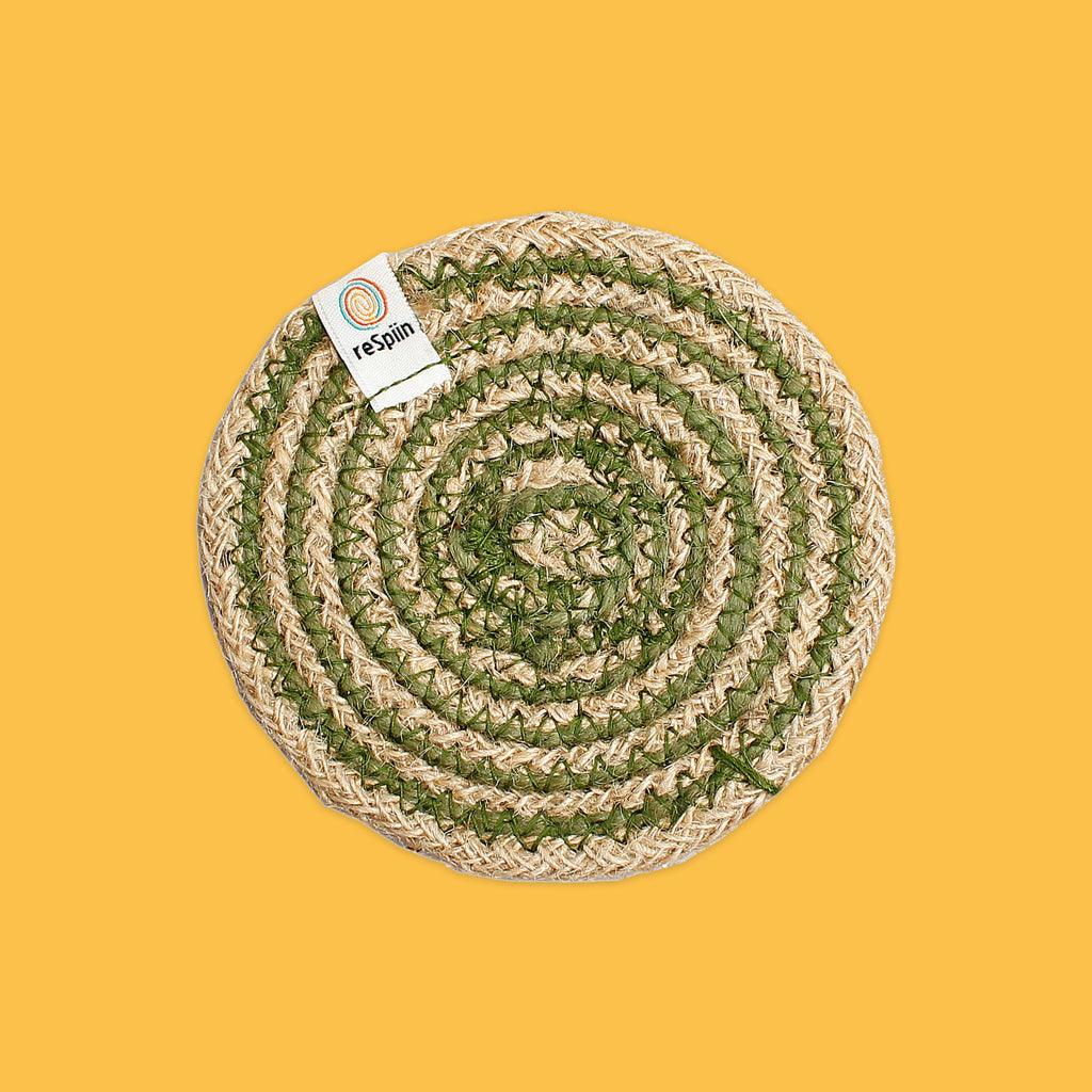 Spiral Jute Coaster in Green