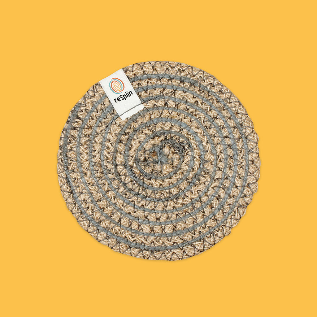 Spiral Jute Coaster in Grey
