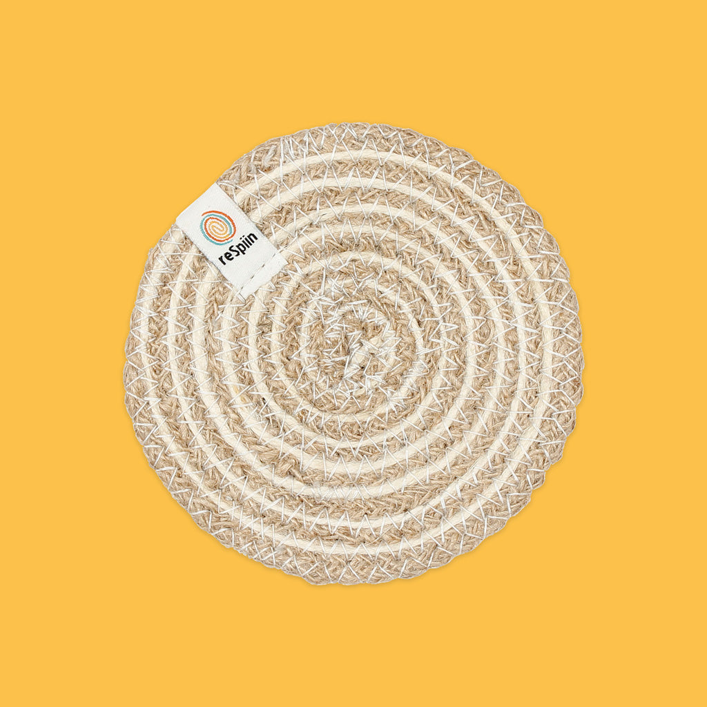Spiral Jute Coaster in White