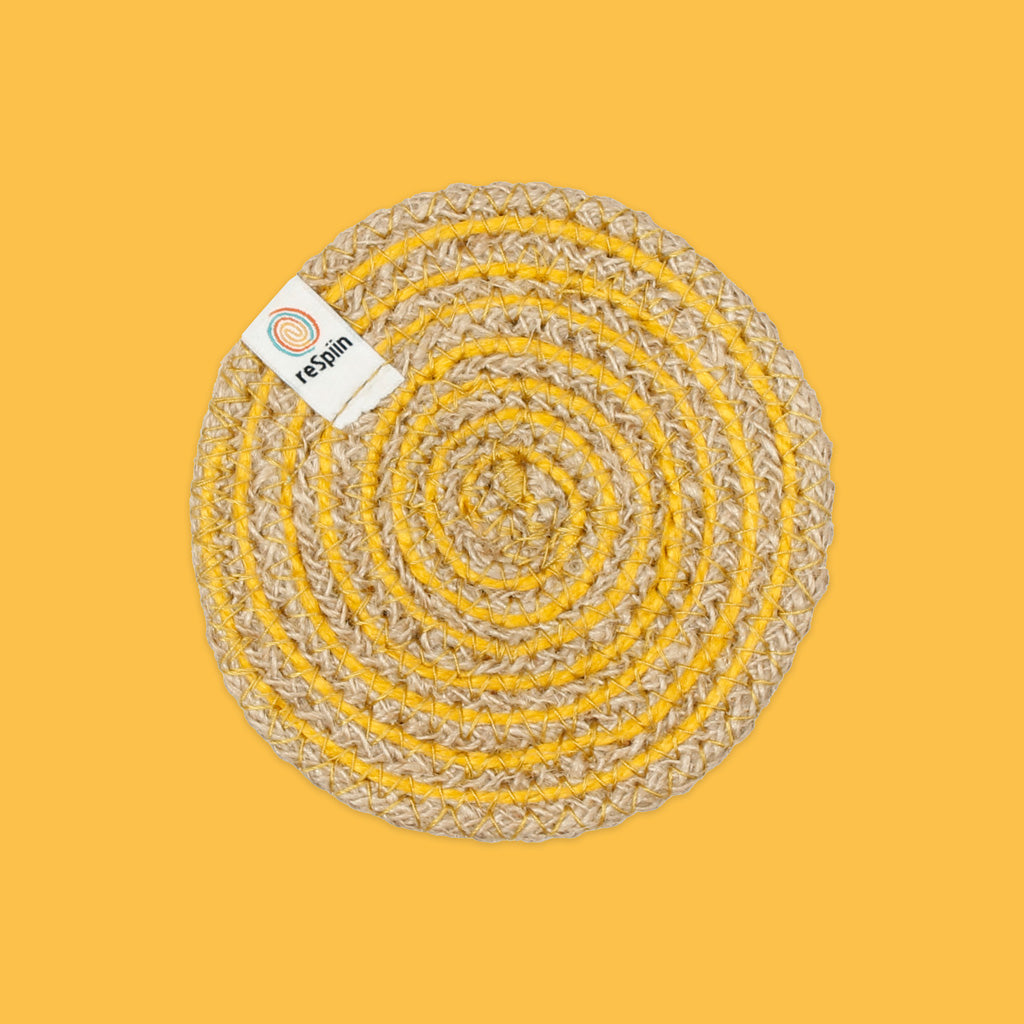 Spiral Jute Coaster in Yellow