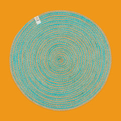 Round Spiral Jute Tablemat in Natural/Turquoise
