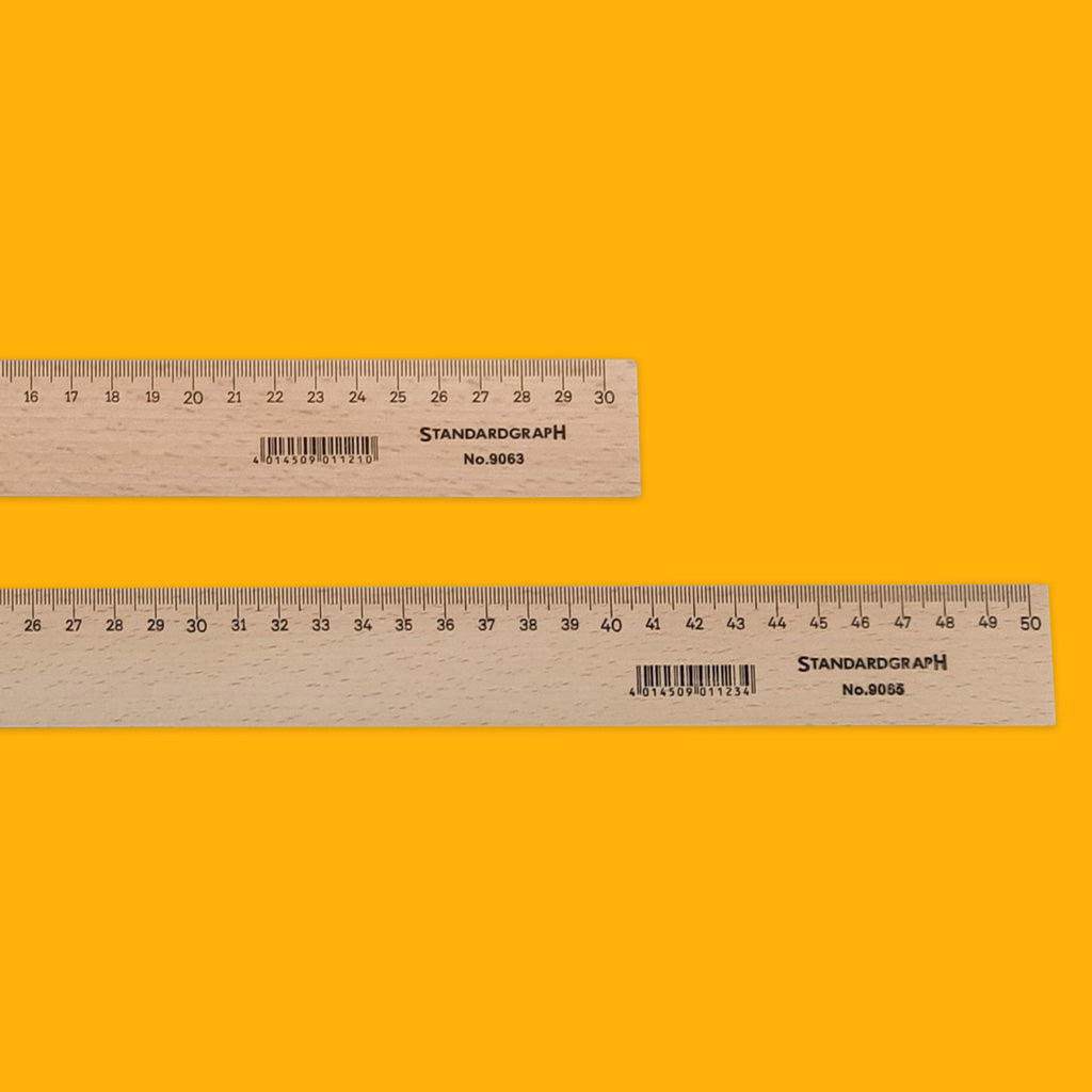 Standardgraph Wooden Ruler 30cm and 50cm up close