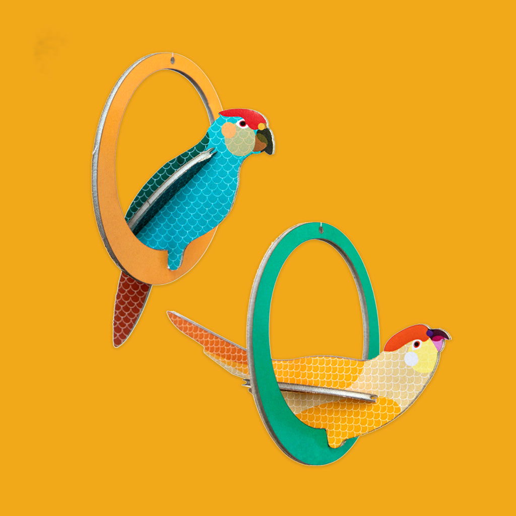 Studio Roof Swinging Birds Pop Out Card Parakeet Pair