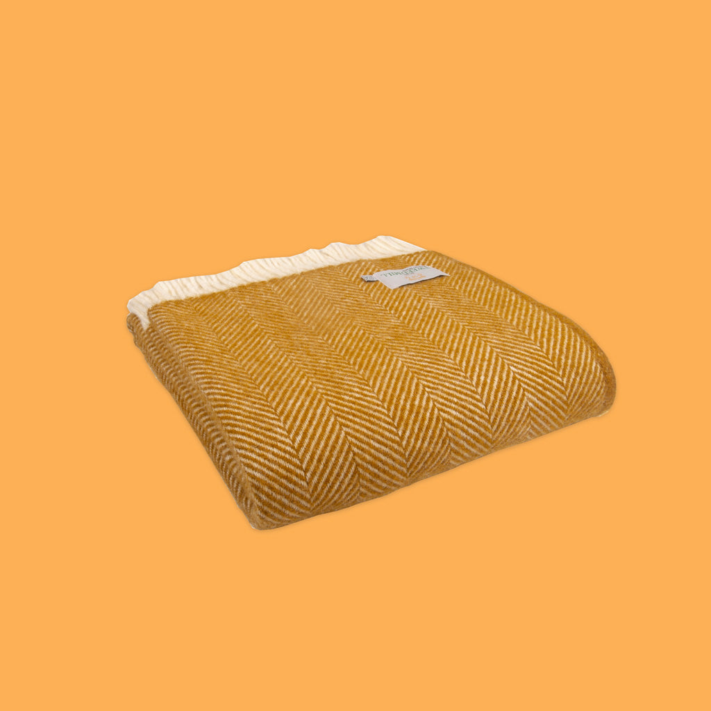 Fishbone Lifestyle Throw Pure New Wool in Mustard
