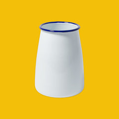 Falcon Enamelware Utensil Pot in White with Blue Rim