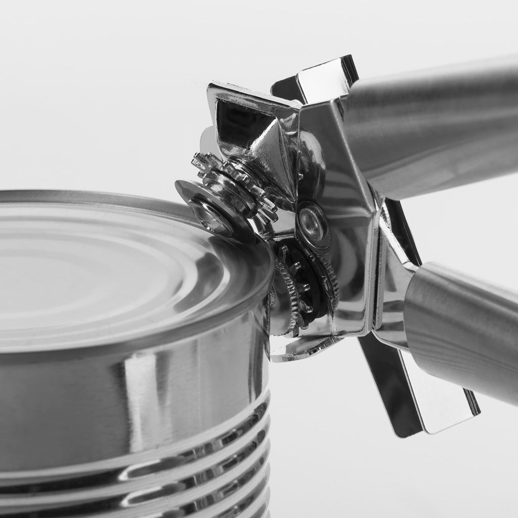 Westmark Stainless Steel Can Opener opening tin can. 